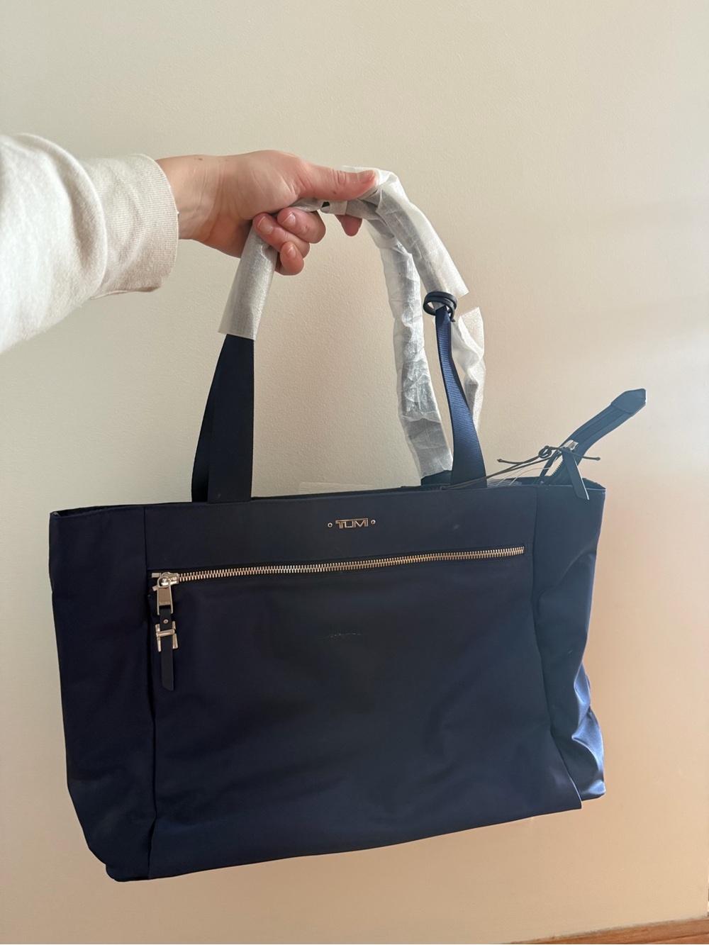Tumi Voyageur Sheryl Navy Nylon Shoulder Tote with Top Handles